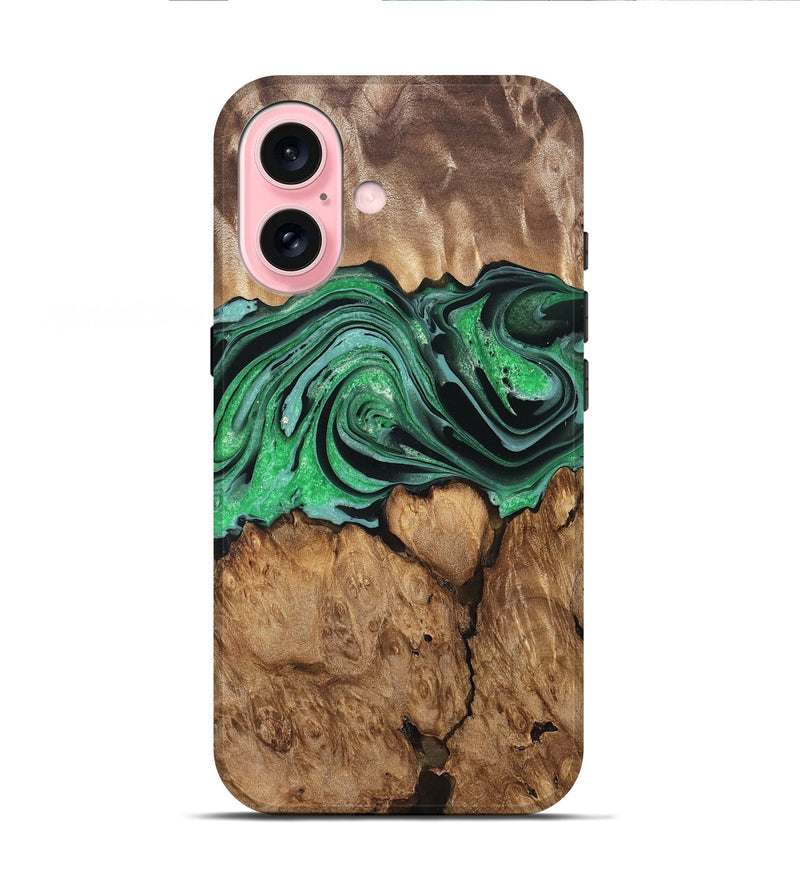 iPhone 16 Wood Live Edge Phone Case - Marlo (Green, 832219)