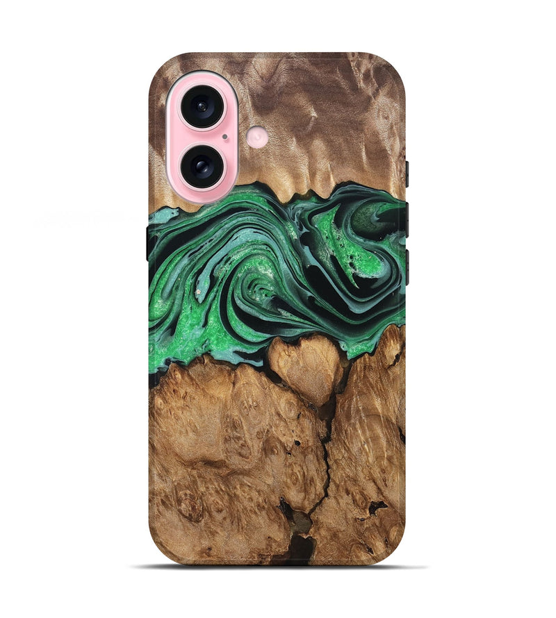 iPhone 17 Wood Live Edge Phone Case - Marlo (Green, 832219)
