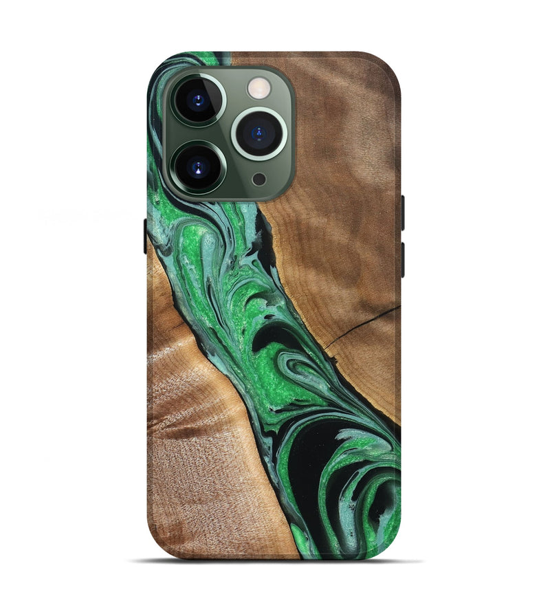iPhone 13 Pro Wood Live Edge Phone Case - Ava (Green, 832220)