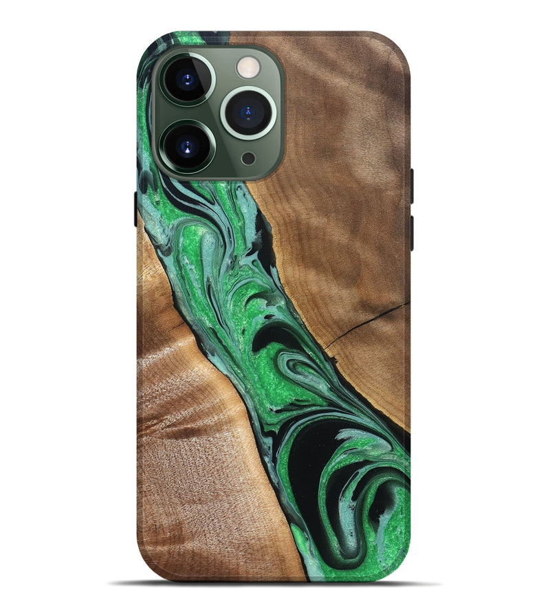 iPhone 13 Pro Max Wood Live Edge Phone Case - Ava (Green, 832220)