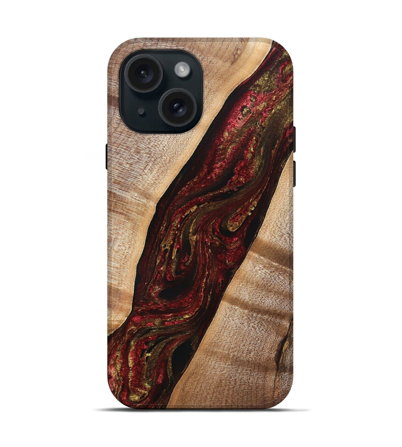 iPhone 15 Wood Live Edge Phone Case - Alta (Red, 832221)