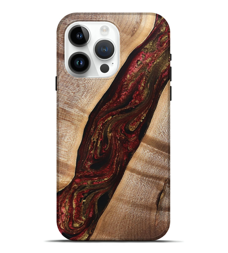 iPhone 15 Pro Max Wood Live Edge Phone Case - Alta (Red, 832221)