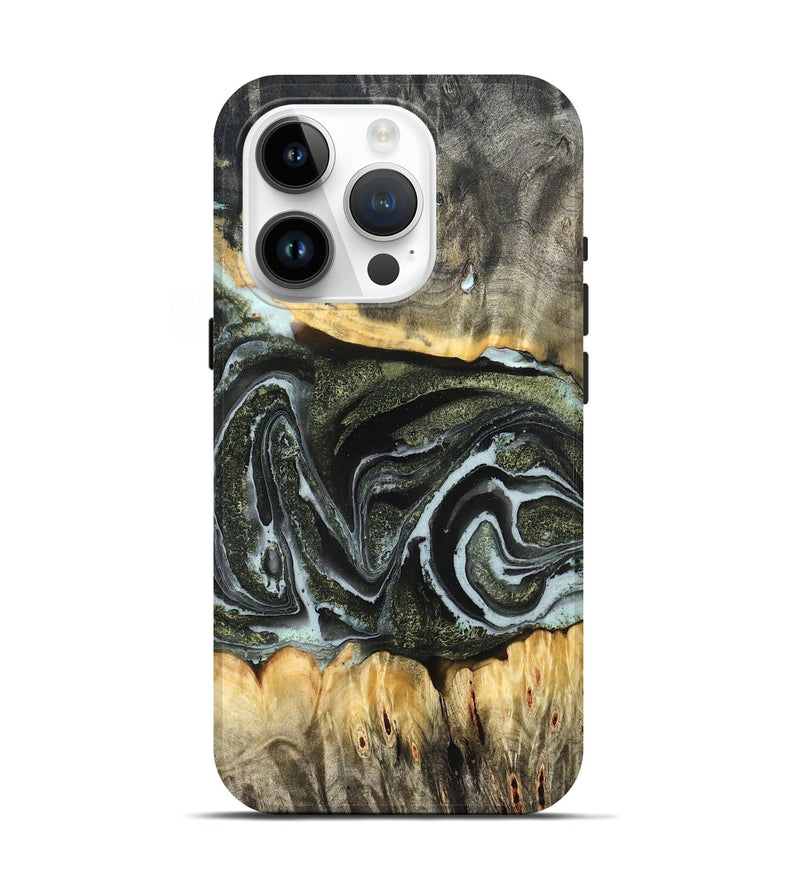 iPhone 15 Pro Wood Live Edge Phone Case - Ayleen (Green, 832226)