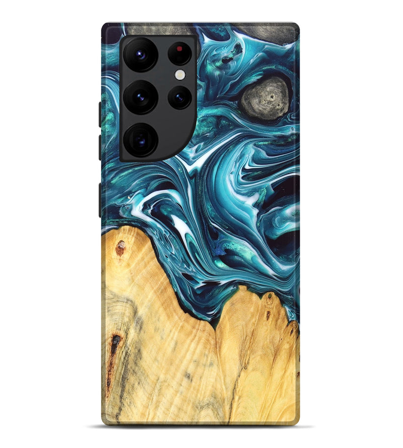 Galaxy S22 Ultra Wood Live Edge Phone Case - Shante (Blue, 832227)