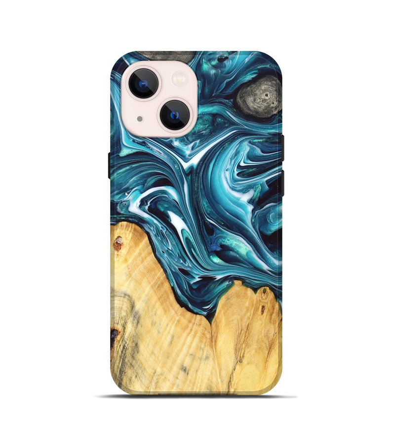 iPhone 13 mini Wood Live Edge Phone Case - Shante (Blue, 832227)