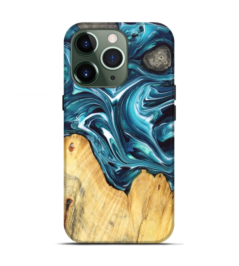 iPhone 13 Pro Wood Live Edge Phone Case - Shante (Blue, 832227)