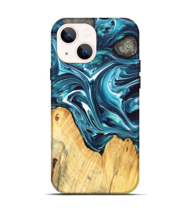 iPhone 14 Wood Live Edge Phone Case - Shante (Blue, 832227)
