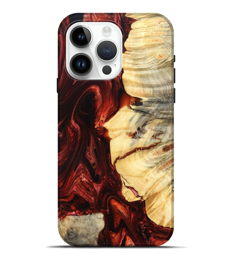 iPhone 15 Pro Max Wood Live Edge Phone Case - Kamden (Red, 832228)