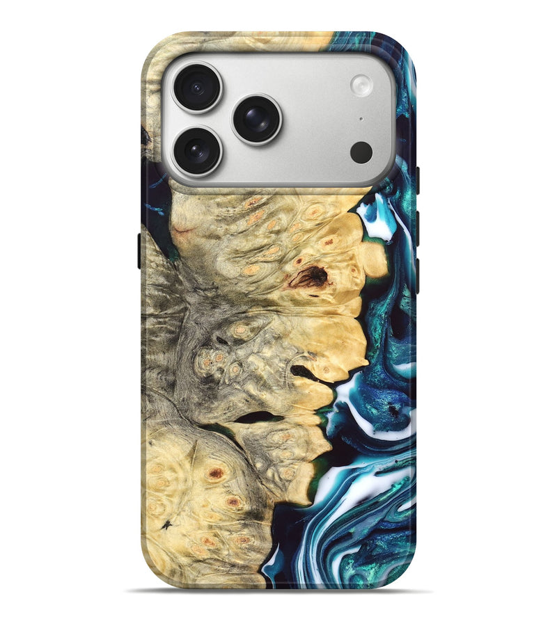 iPhone 17 Pro Max Wood Live Edge Phone Case - Milo (Blue, 832231)