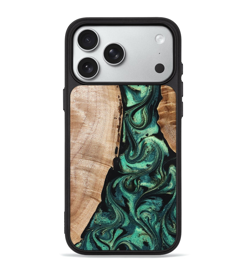 iPhone 18 Pro Max Wood Phone Case - Areli (Green, 832320)