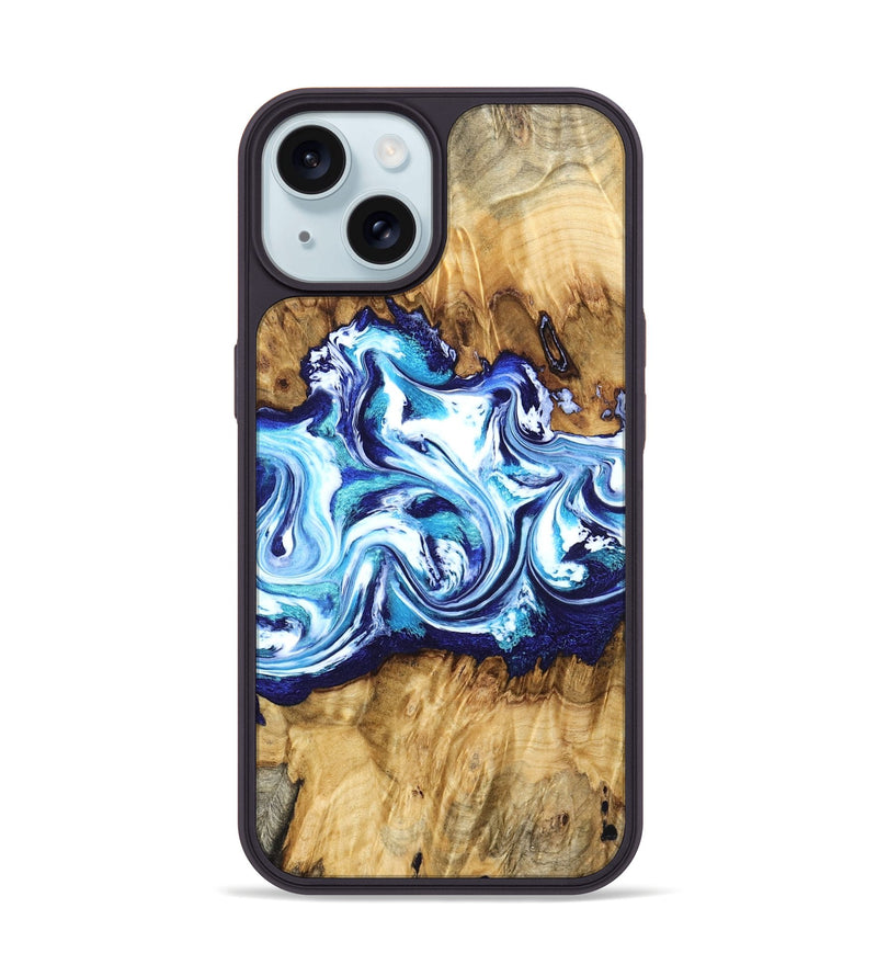 iPhone 15 Wood Phone Case - Lylah (Blue, 832327)