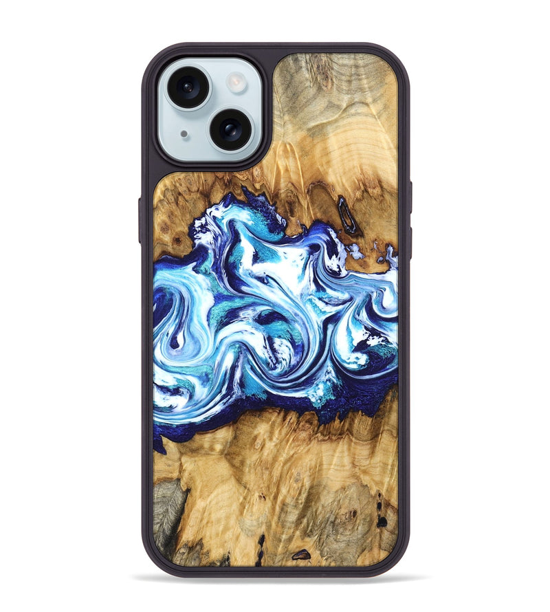 iPhone 15 Plus Wood Phone Case - Lylah (Blue, 832327)