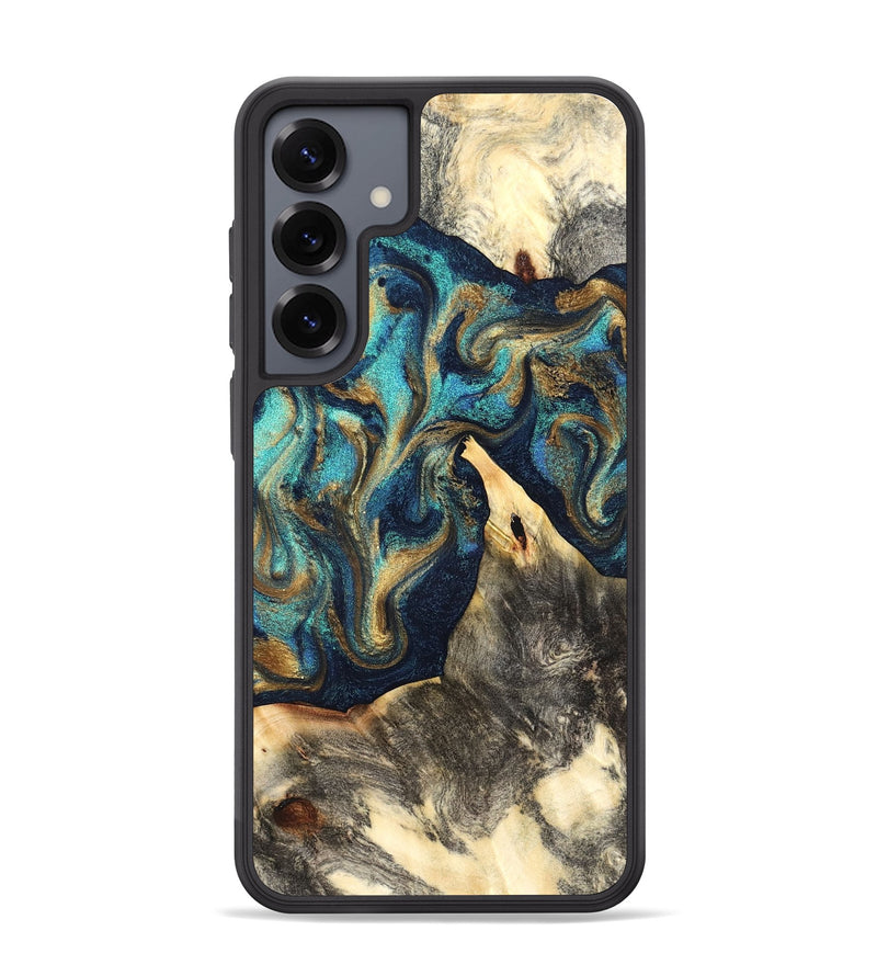 Galaxy S25 Plus Wood Phone Case - Liv (Teal & Gold, 832354)