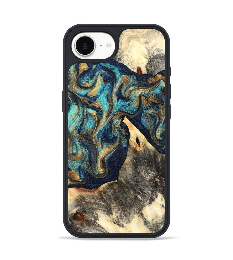 iPhone 17e Wood Phone Case - Liv (Teal & Gold, 832354)