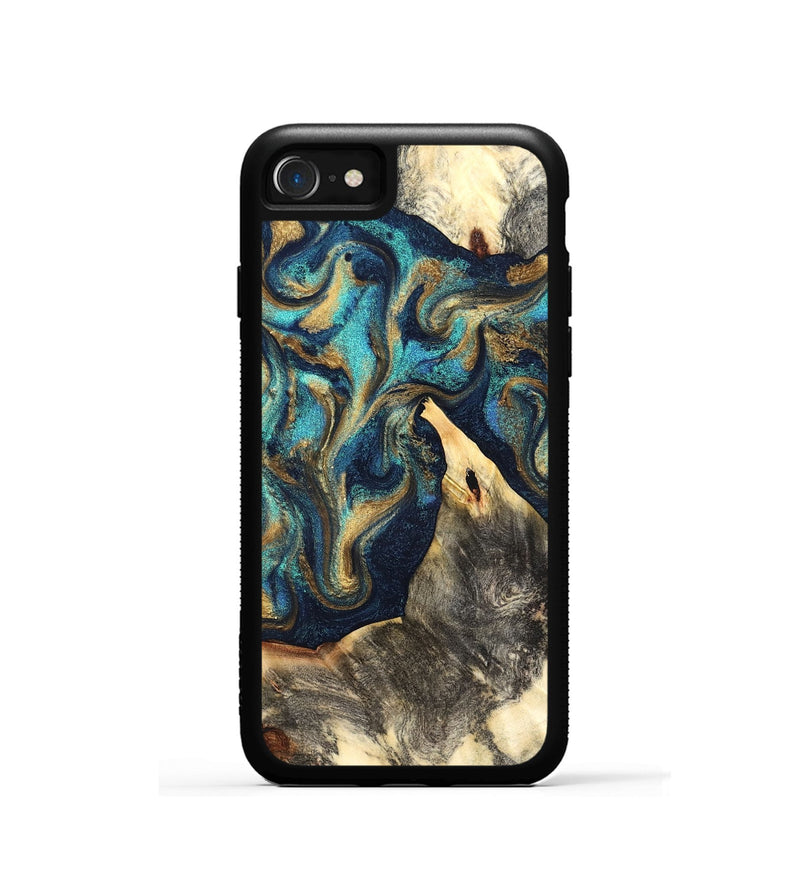 iPhone SE Wood Phone Case - Liv (Teal & Gold, 832354)