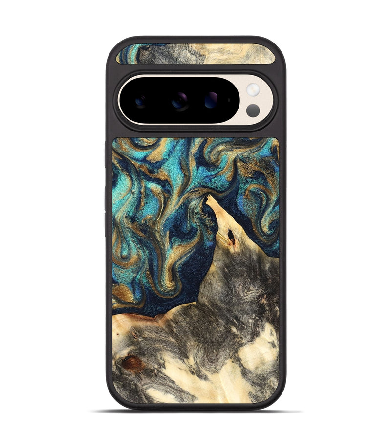 Pixel 10 Wood Phone Case - Liv (Teal & Gold, 832354)