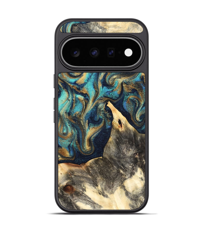 Pixel 11 Pro Wood Phone Case - Liv (Teal & Gold, 832354)