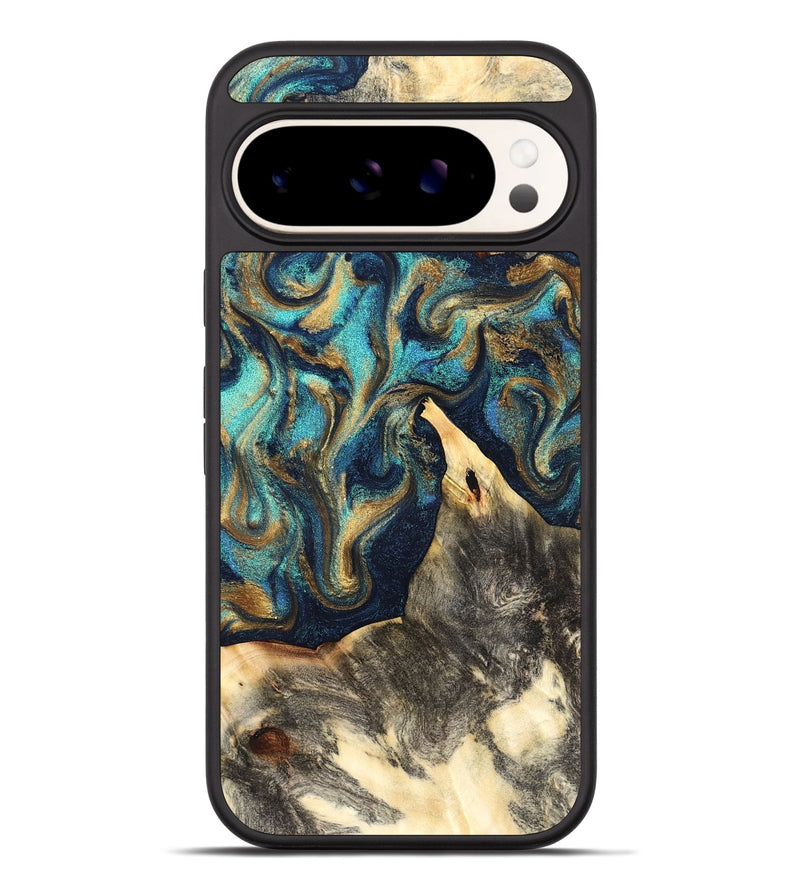 Pixel 9 Pro XL Wood Phone Case - Liv (Teal & Gold, 832354)