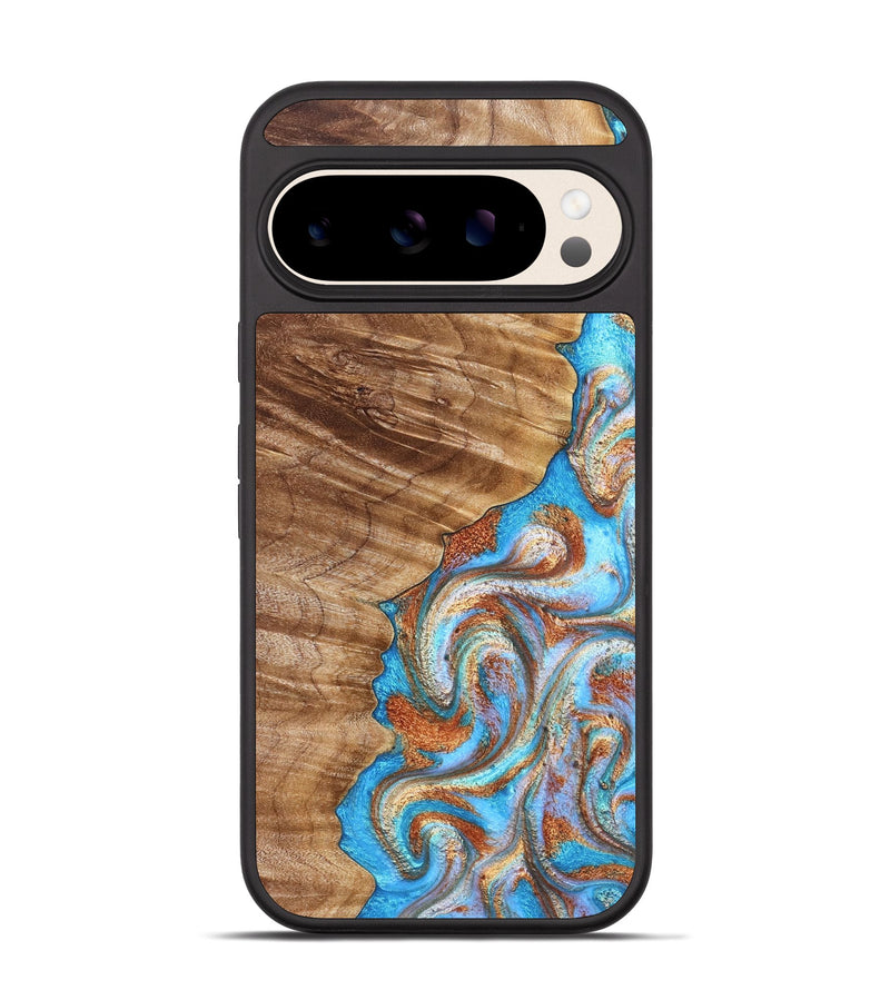 Pixel 10 Wood Phone Case - Iva (Teal & Gold, 832355)