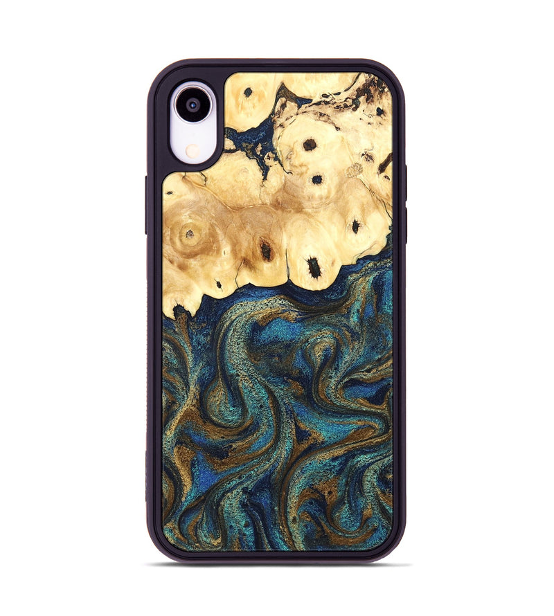 iPhone Xr Wood Phone Case - Deidre (Teal & Gold, 832357)
