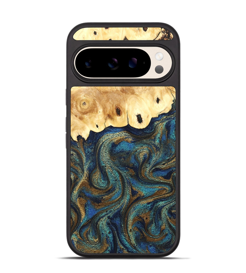 Pixel 10 Wood Phone Case - Deidre (Teal & Gold, 832357)