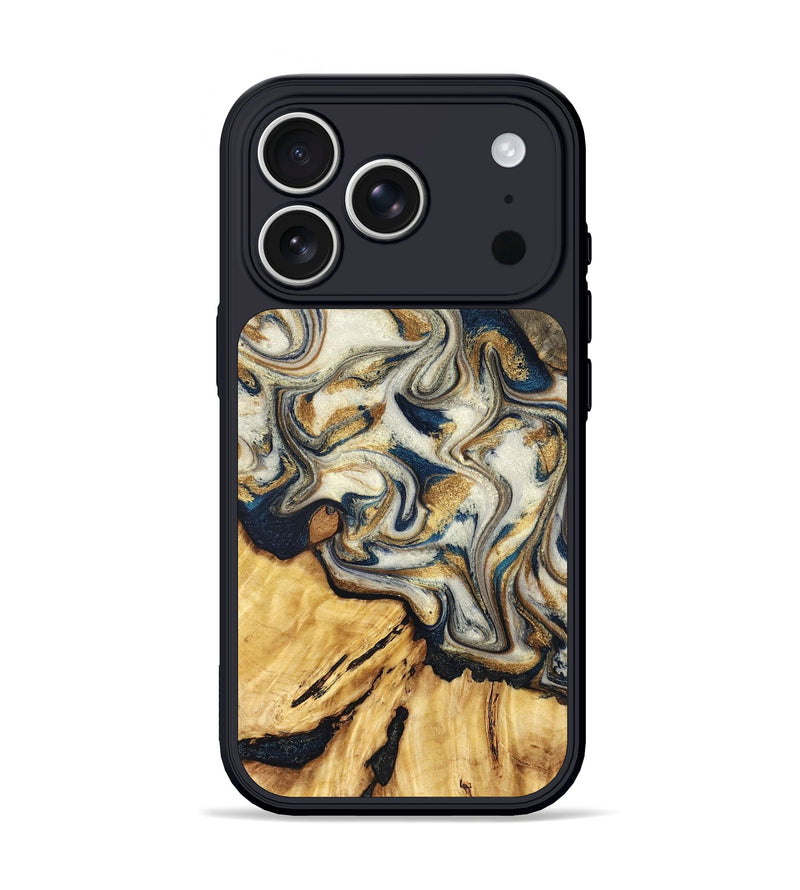 iPhone 17 Pro Wood Phone Case - Zackery (Teal & Gold, 832358)
