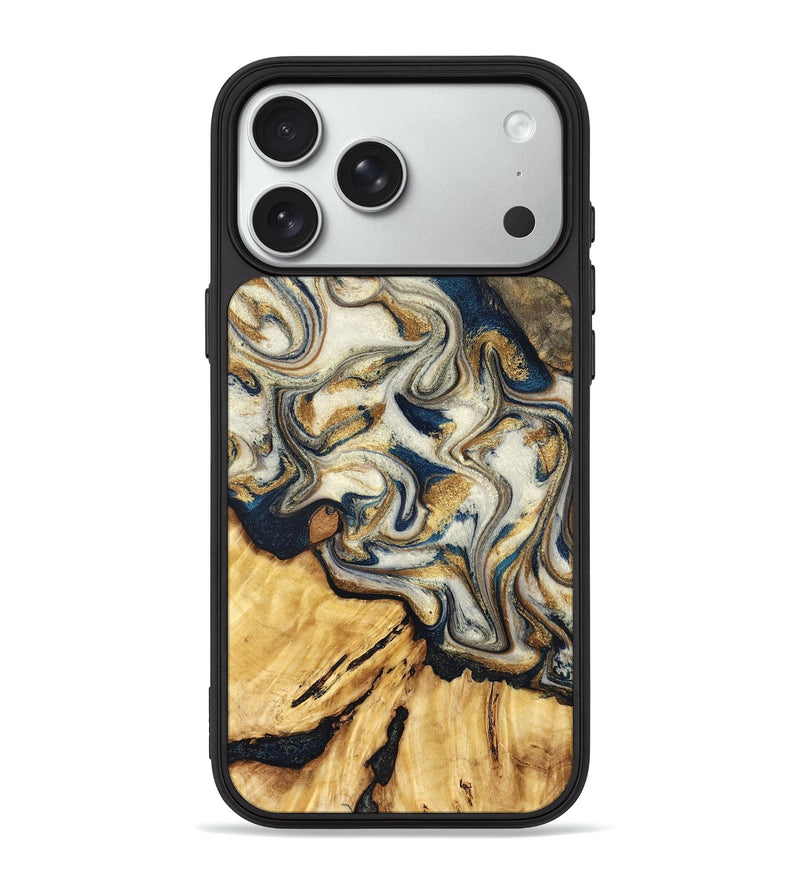 iPhone 18 Pro Max Wood Phone Case - Zackery (Teal & Gold, 832358)