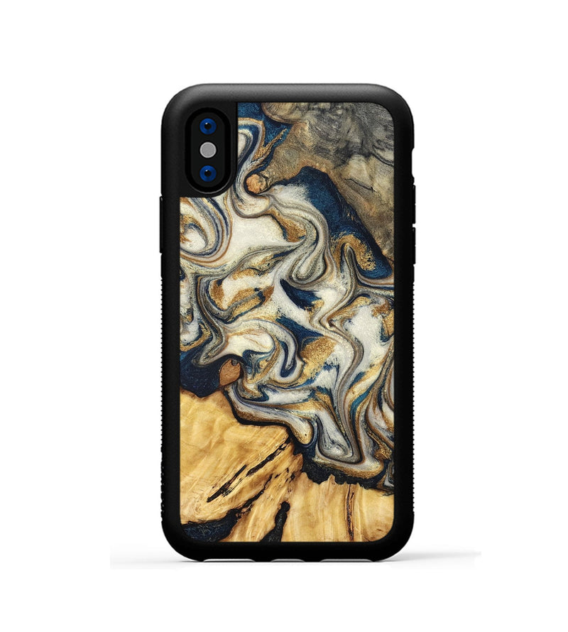 iPhone Xs Wood Phone Case - Zackery (Teal & Gold, 832358)