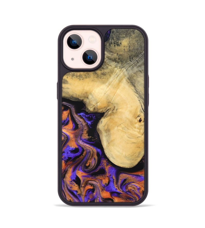 iPhone 14 Wood Phone Case - Ocean (Purple, 832372)