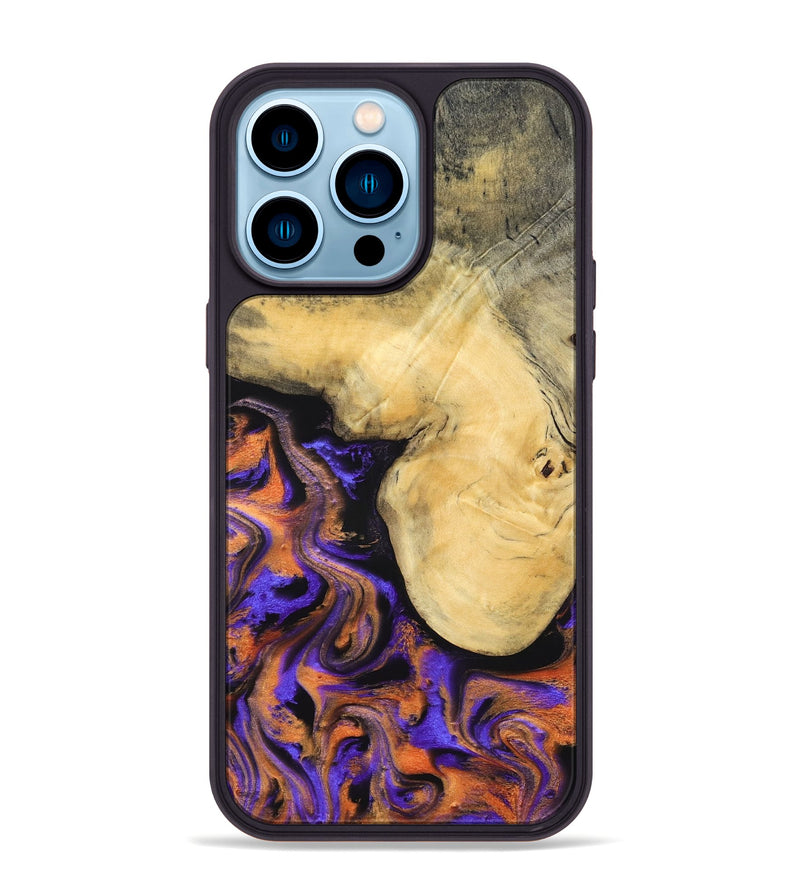 iPhone 14 Pro Max Wood Phone Case - Ocean (Purple, 832372)
