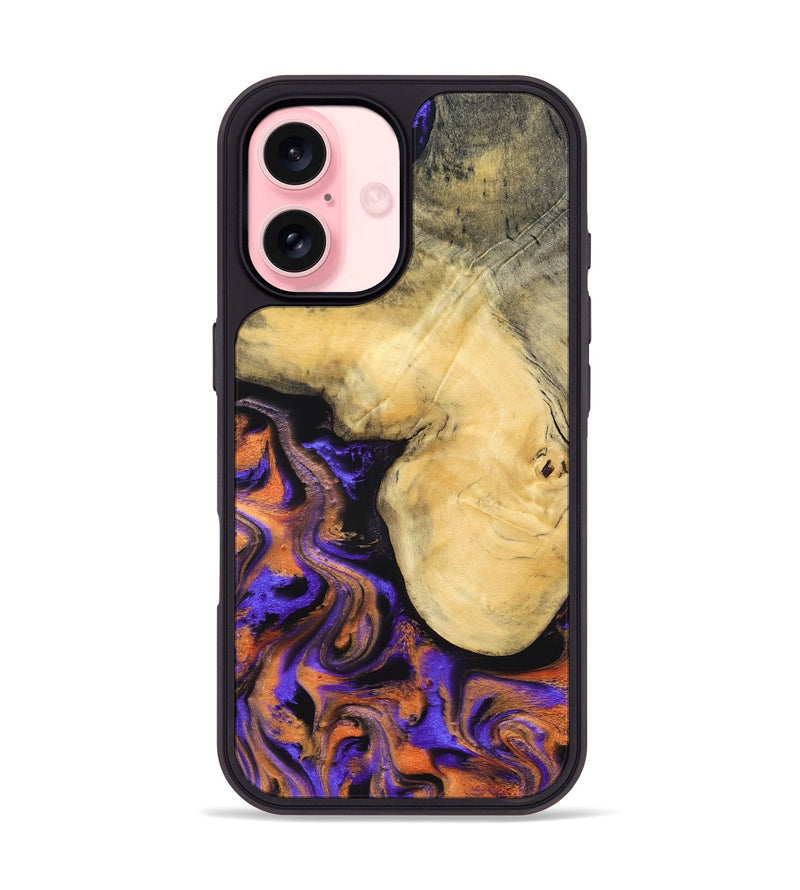 iPhone 16 Wood Phone Case - Ocean (Purple, 832372)