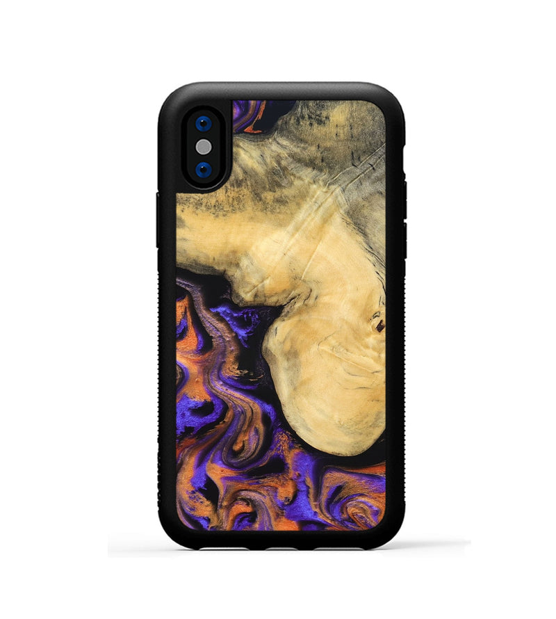 iPhone Xs Wood Phone Case - Ocean (Purple, 832372)