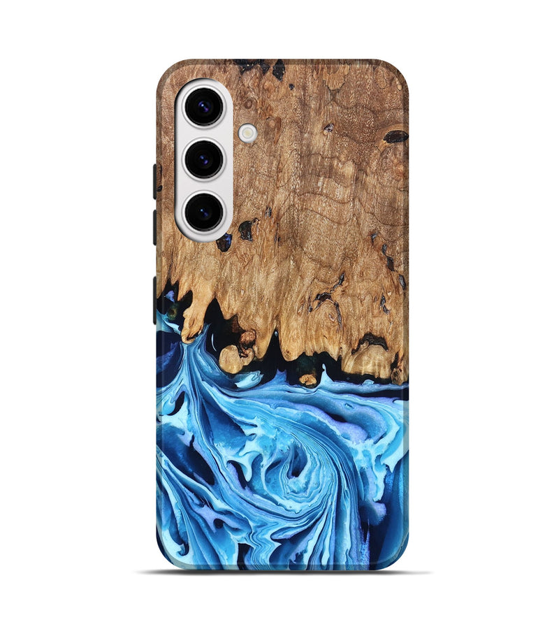 Galaxy S25 Wood Live Edge Phone Case - Corey (Blue, 832664)