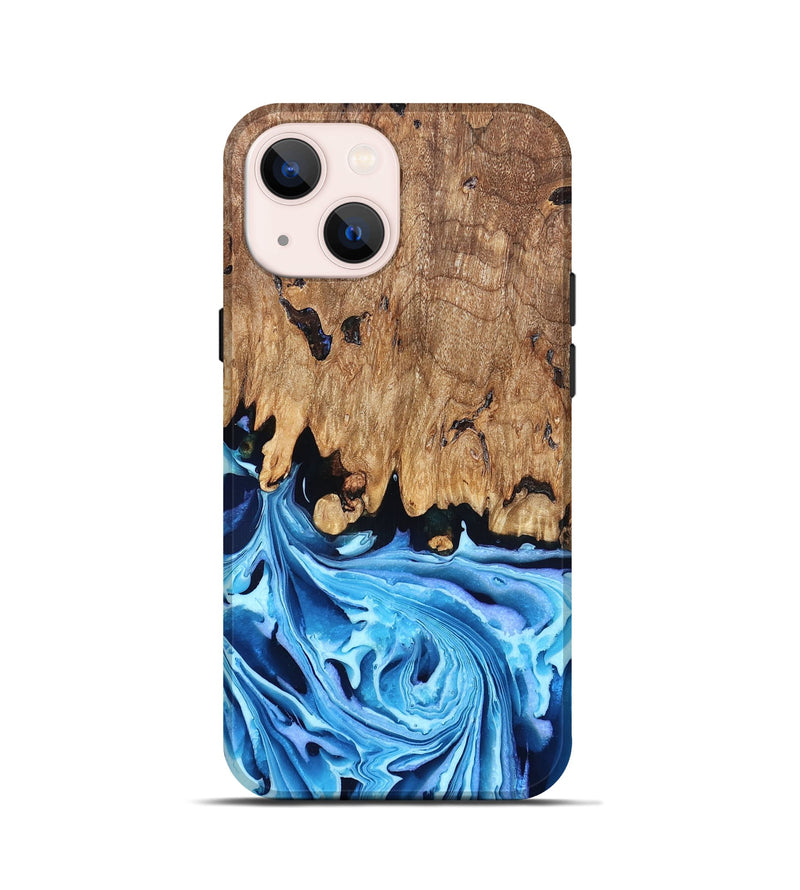 iPhone 13 mini Wood Live Edge Phone Case - Corey (Blue, 832664)
