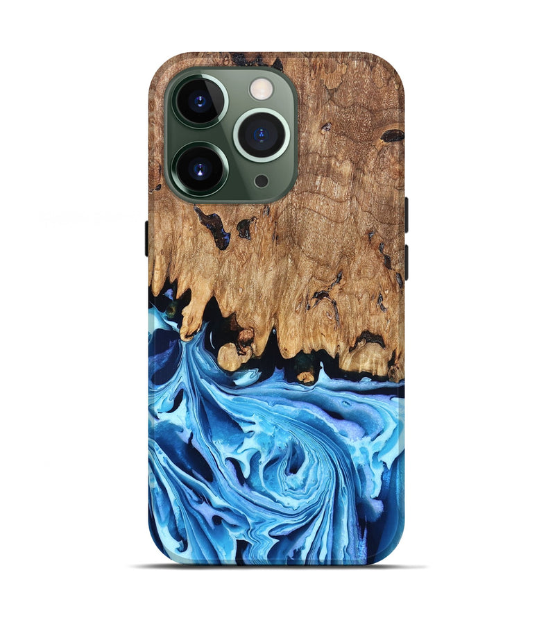 iPhone 13 Pro Wood Live Edge Phone Case - Corey (Blue, 832664)