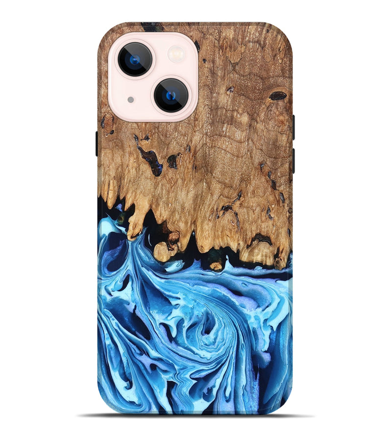 iPhone 14 Plus Wood Live Edge Phone Case - Corey (Blue, 832664)