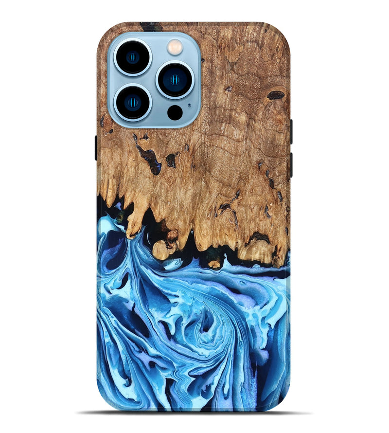 iPhone 14 Pro Max Wood Live Edge Phone Case - Corey (Blue, 832664)
