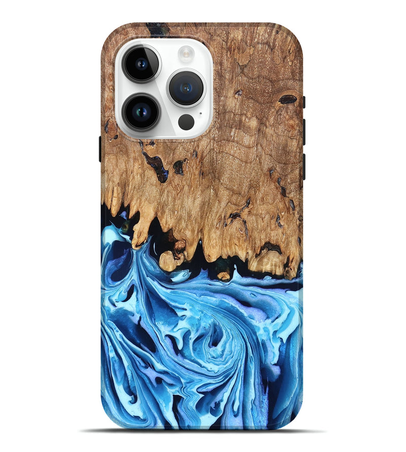 iPhone 15 Pro Max Wood Live Edge Phone Case - Corey (Blue, 832664)
