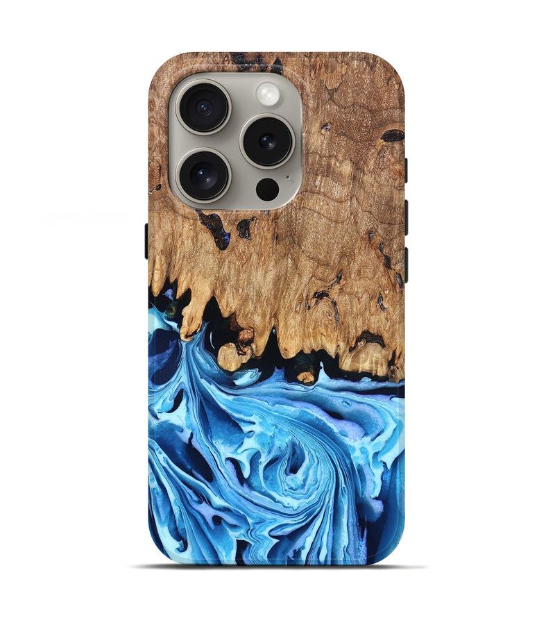 iPhone 16 Pro Wood Live Edge Phone Case - Corey (Blue, 832664)