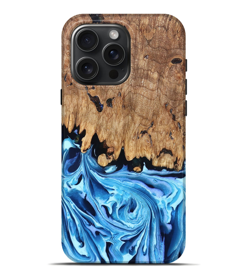 iPhone 16 Pro Max Wood Live Edge Phone Case - Corey (Blue, 832664)