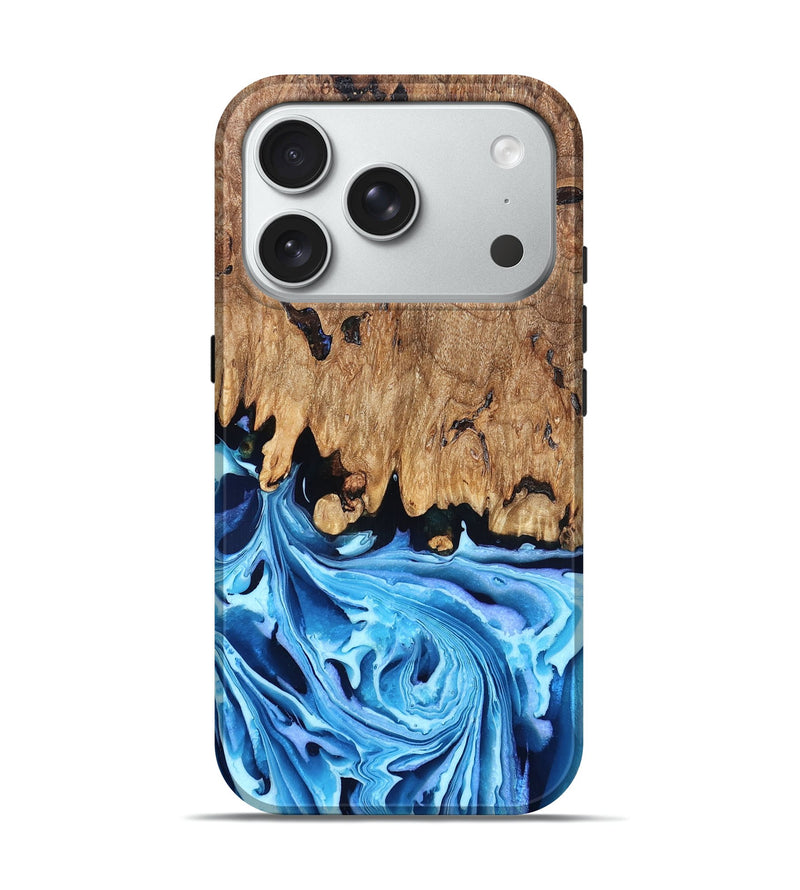 iPhone 18 Pro Wood Live Edge Phone Case - Corey (Blue, 832664)