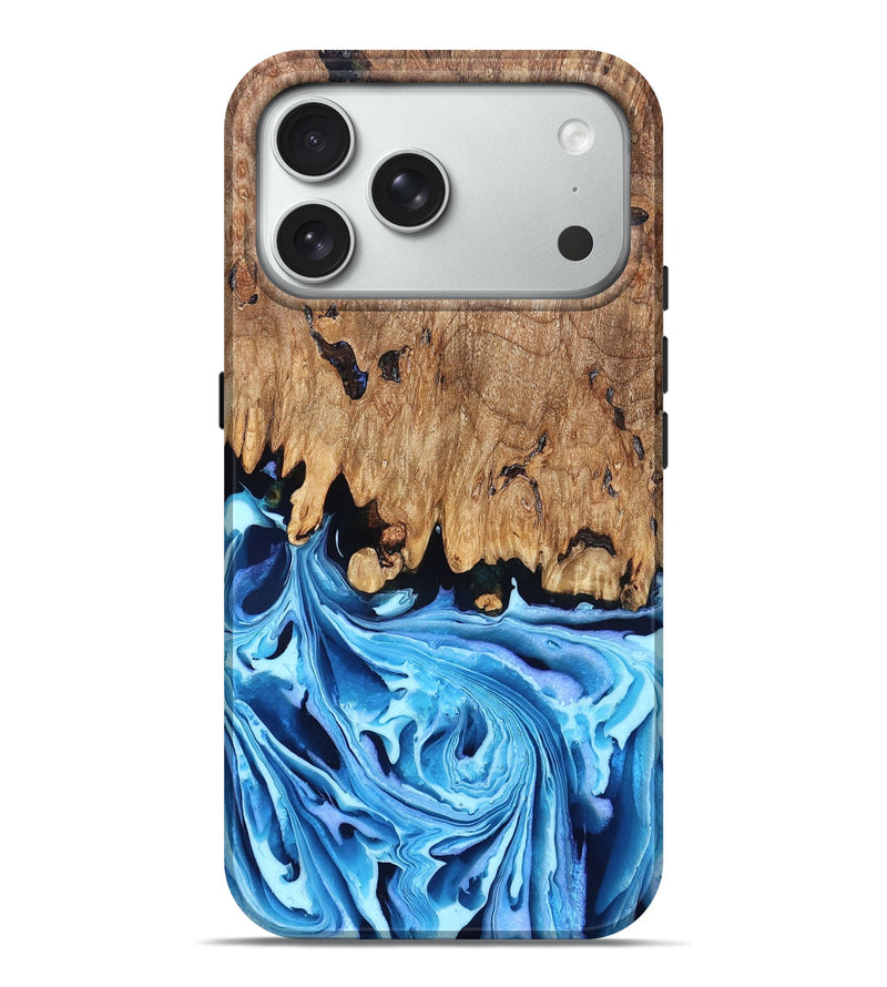 iPhone 18 Pro Max Wood Live Edge Phone Case - Corey (Blue, 832664)