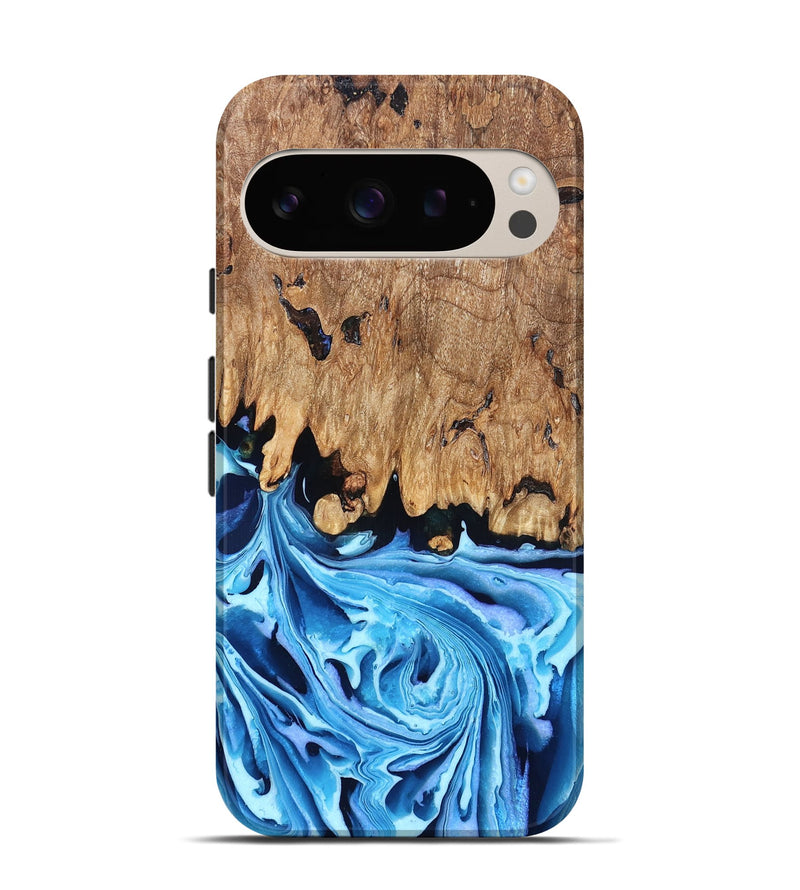 Pixel 9 Wood Live Edge Phone Case - Corey (Blue, 832664)