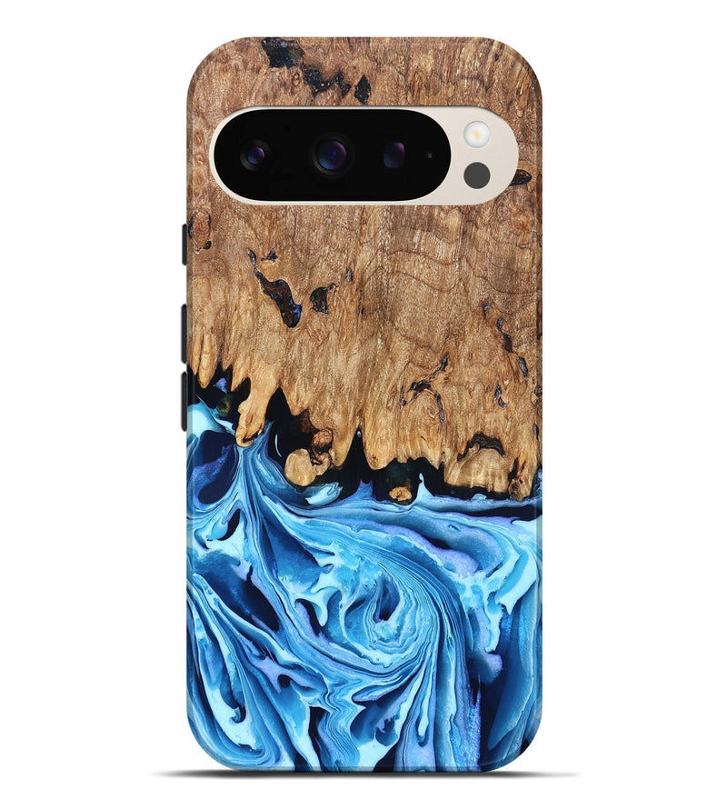 Pixel 9 Pro XL Wood Live Edge Phone Case - Corey (Blue, 832664)