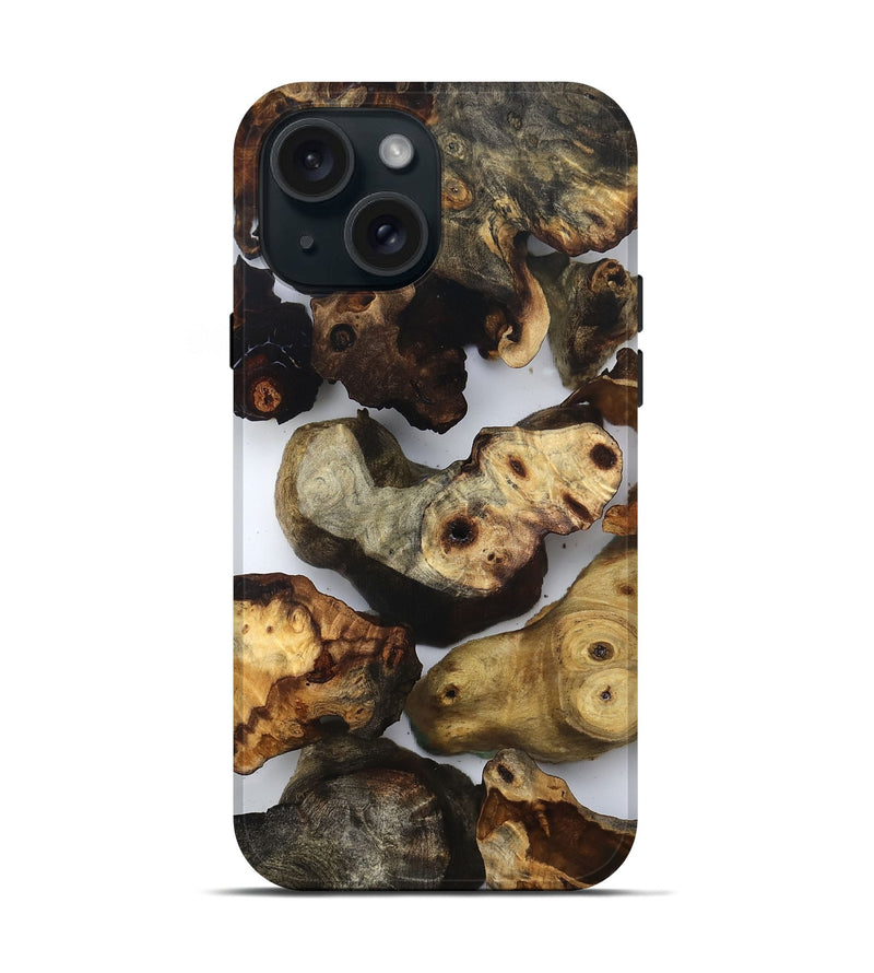 iPhone 15 Wood Live Edge Phone Case - Ruby (Clear, 832666)