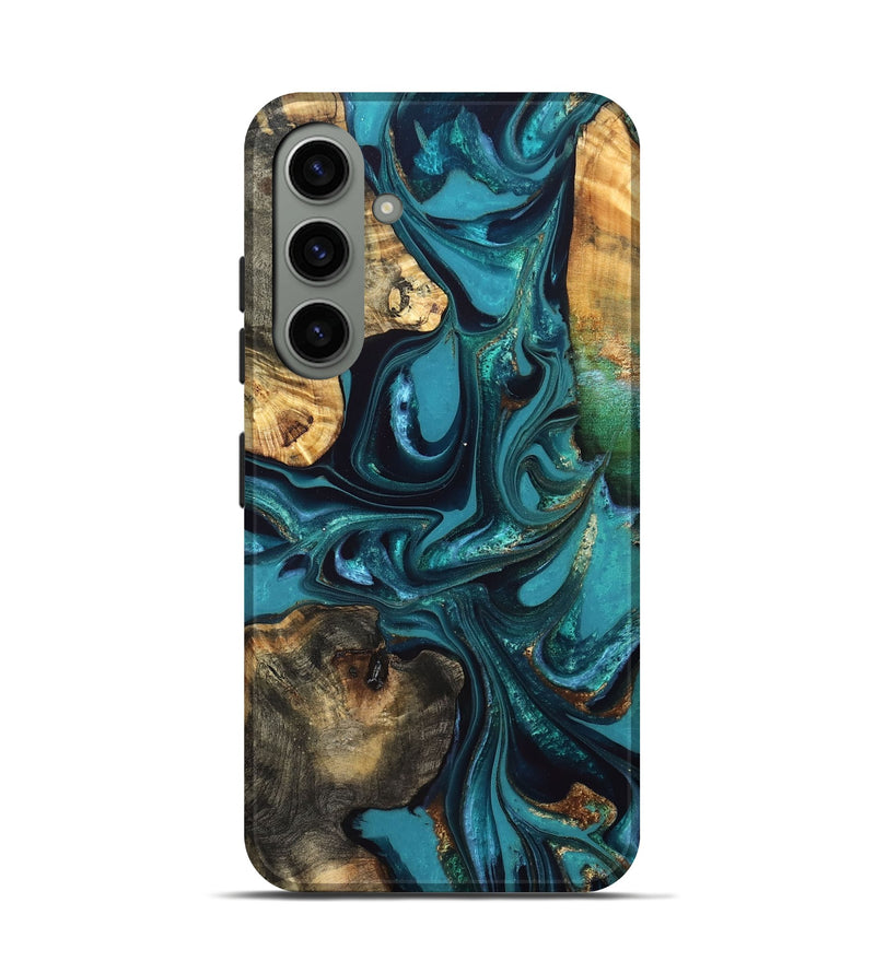 Galaxy S24 Wood Live Edge Phone Case - Asia (Teal & Gold, 832667)