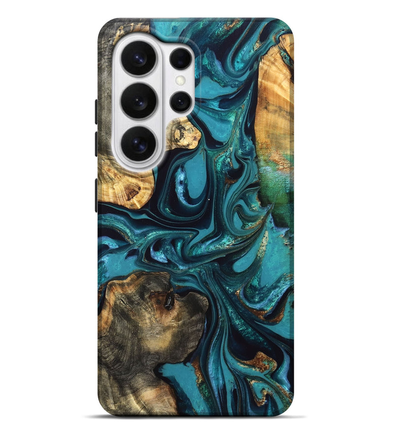 Galaxy S26 Ultra Wood Live Edge Phone Case - Asia (Teal & Gold, 832667)