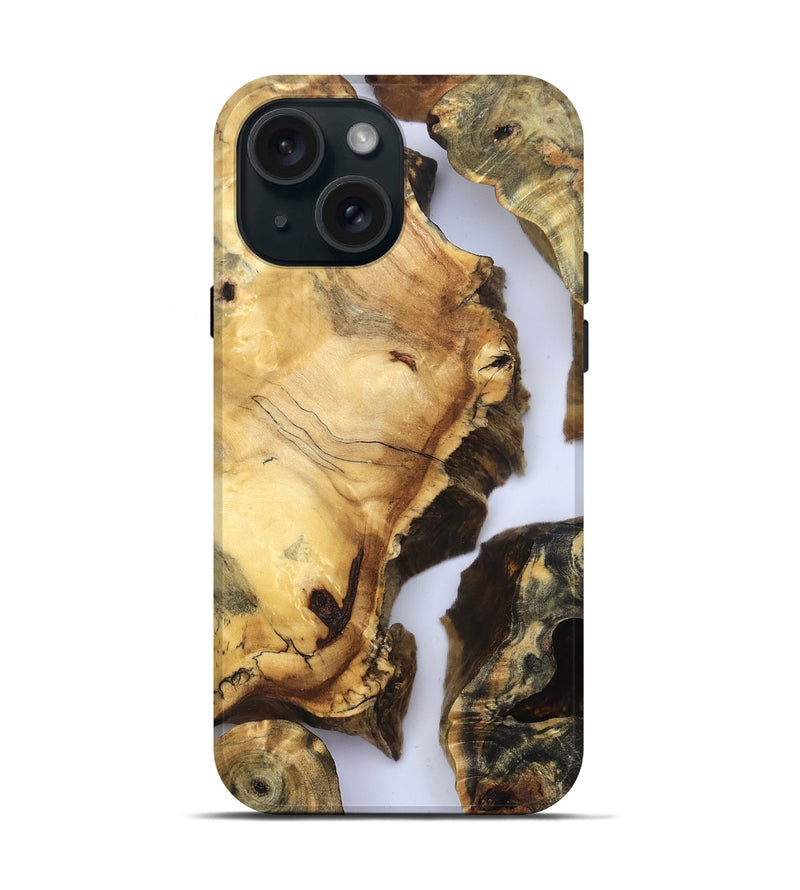 iPhone 15 Wood Live Edge Phone Case - Janene (Clear, 832668)