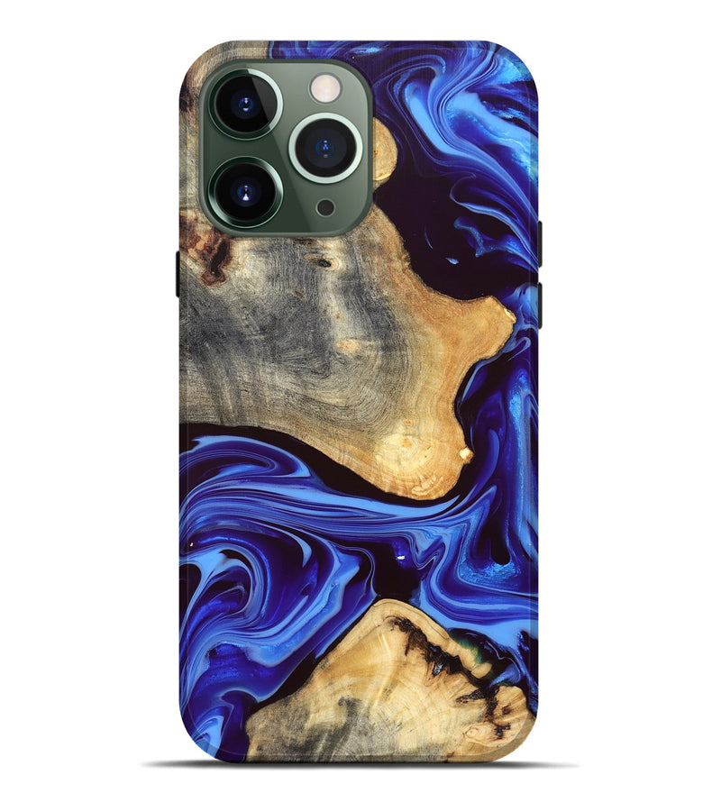 iPhone 13 Pro Max Wood Live Edge Phone Case - Alisson (Blue, 832669)
