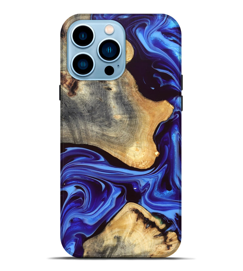 iPhone 14 Pro Max Wood Live Edge Phone Case - Alisson (Blue, 832669)